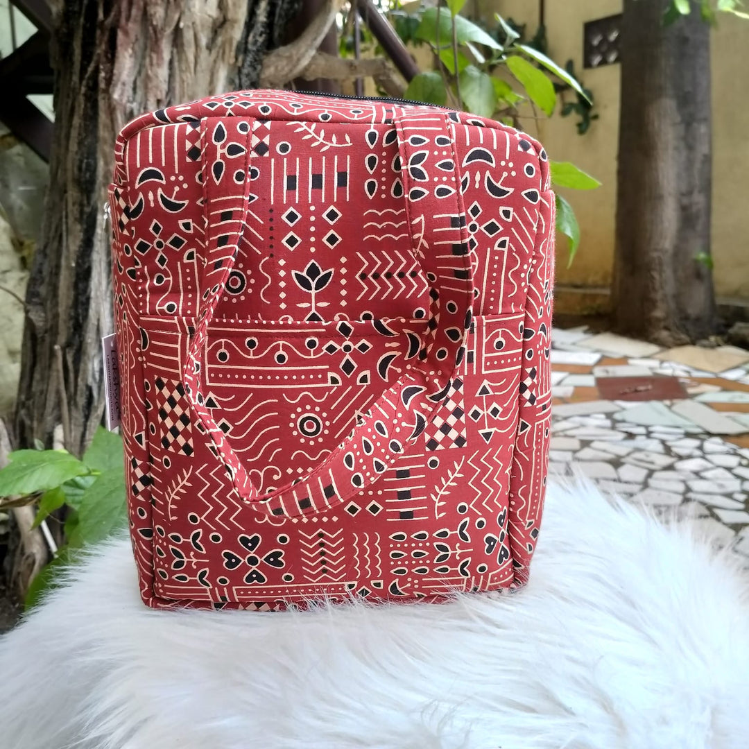 Water Proof Cotton Lunch Bag Brown Contemporary