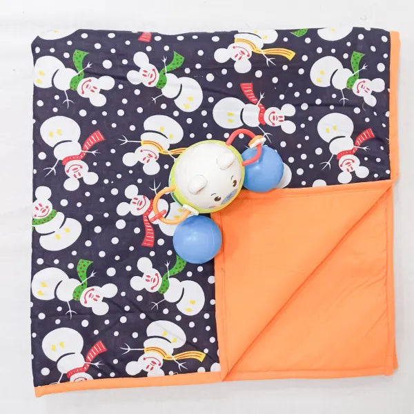 Baby Comforters Black With Mango Yellow and White Cartoon Prints.