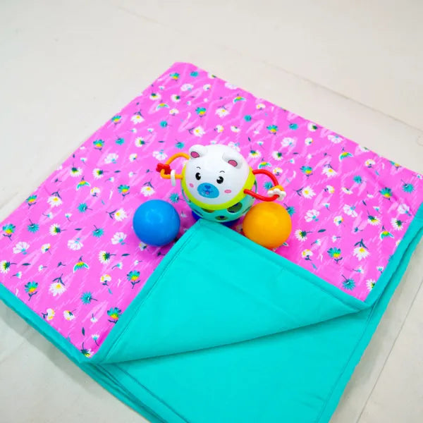 Baby Comforters Light Green With Pink Colour Big Flower Design.