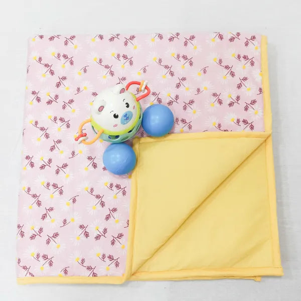 Baby Comforters Light Pink with Yellow Big Flowers.