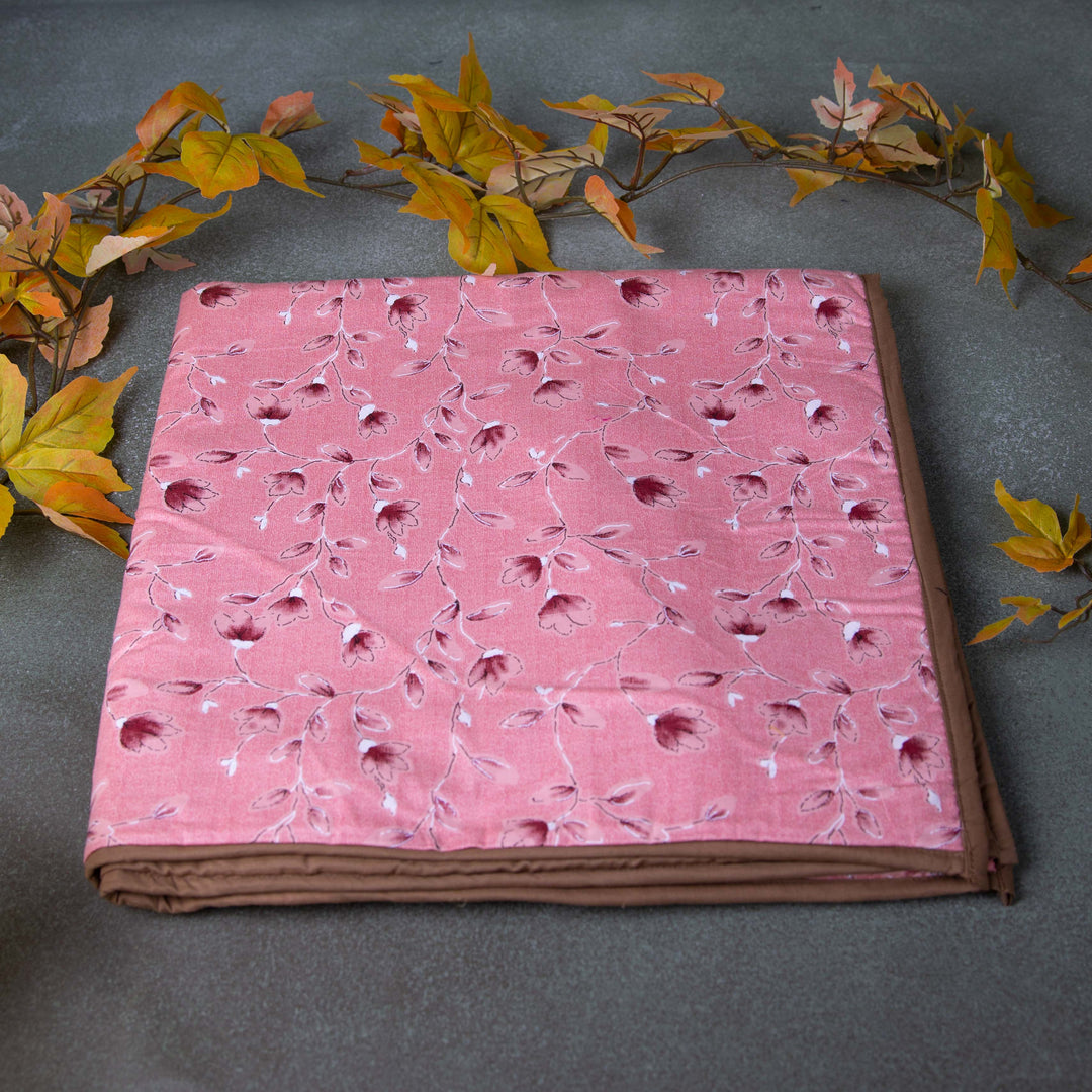 Baby Comforters Pink With Brown Flower Prints.