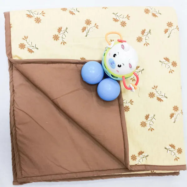 Baby Comforters Yellow with Brown Flower Prints.