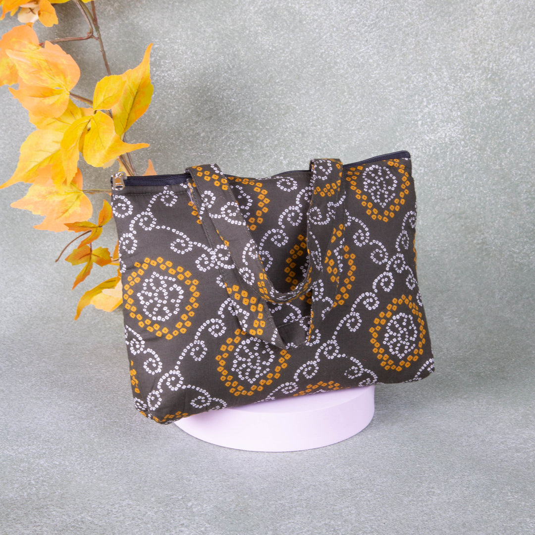 Bristlefront everyday handy bags Dark Green with White Bandhani Design