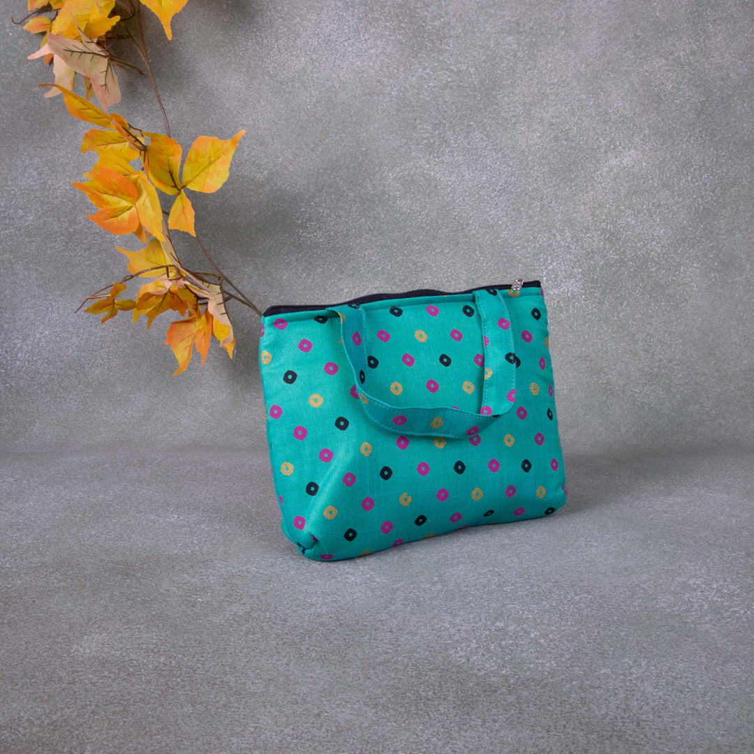 Bristlefront everyday handy bags Green with Pink Dots  Design.