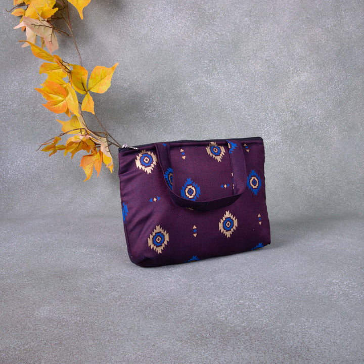 Bristlefront everyday handy bags Violet Colour with Blue Flower Design.