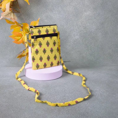 Daily Sling Yellow Colour With Small Flower Design.