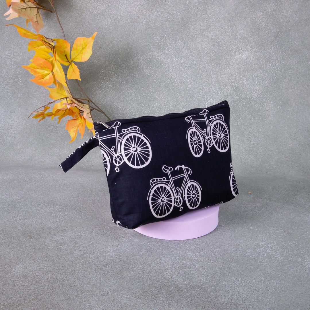 Boat purse Black Colour with Cycle Design.