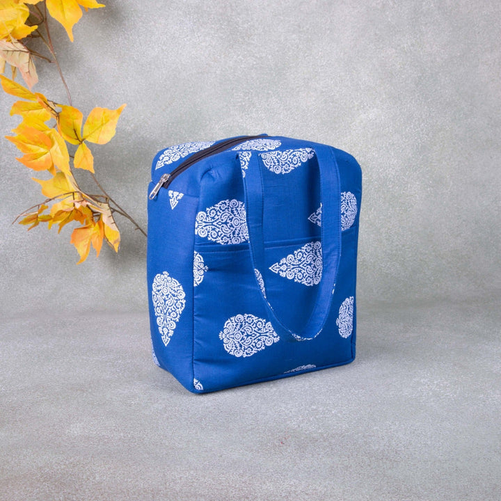 Water Proof Cotton Lunch Blue Color with White Prints