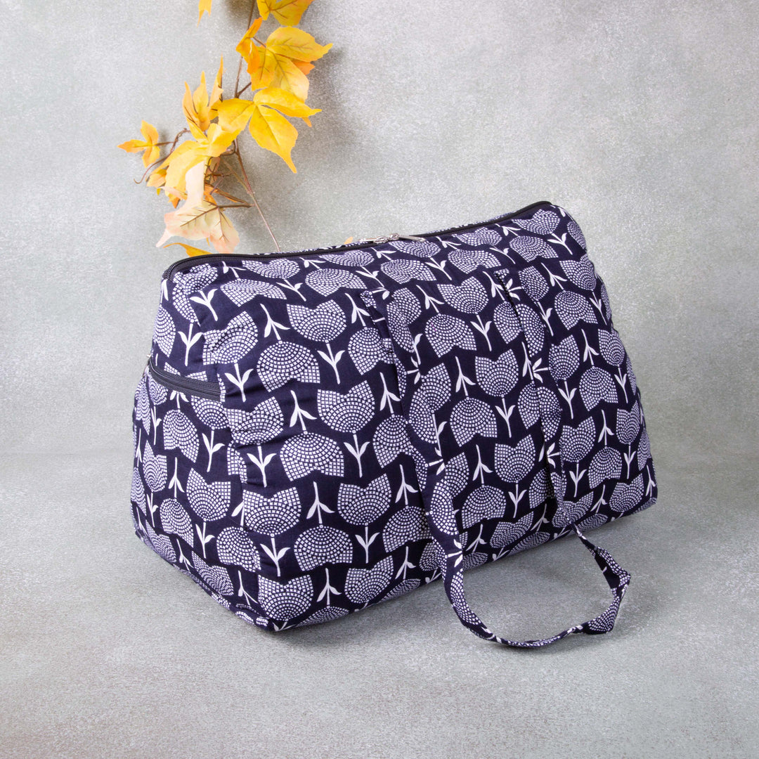 Weekender Travel Bag Black Colour with Flower Design.