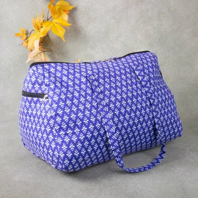 Weekender Travel Bag Blue Colour with Small Flower Design.