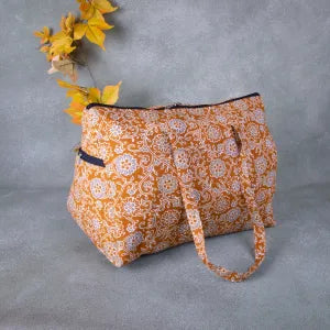 Weekender Travel Bag Mustered Colour with Flower Design.