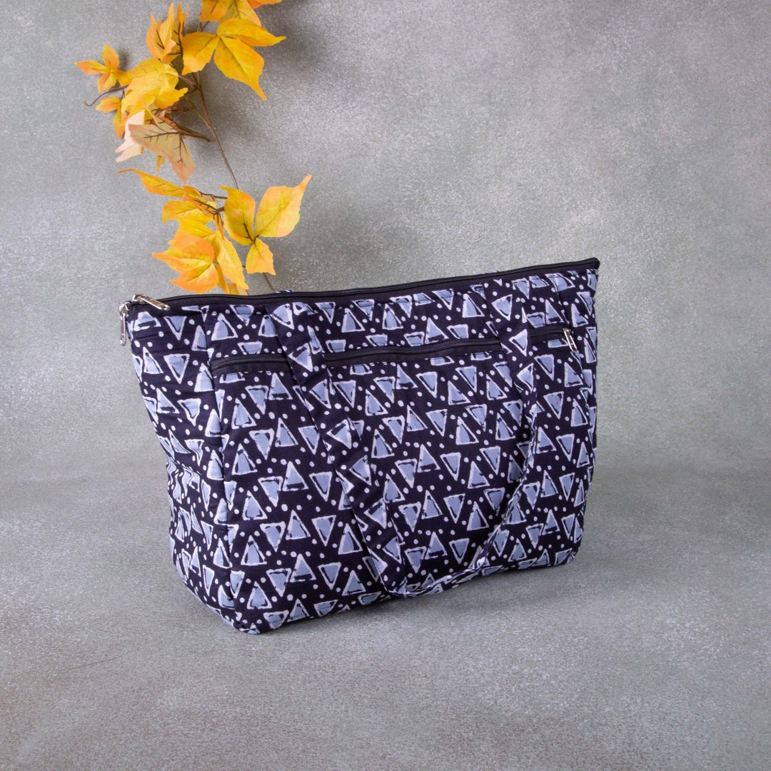 Baby Bag /Diaper bag/Hospital Bag  Black Color with Small Triangle Design.