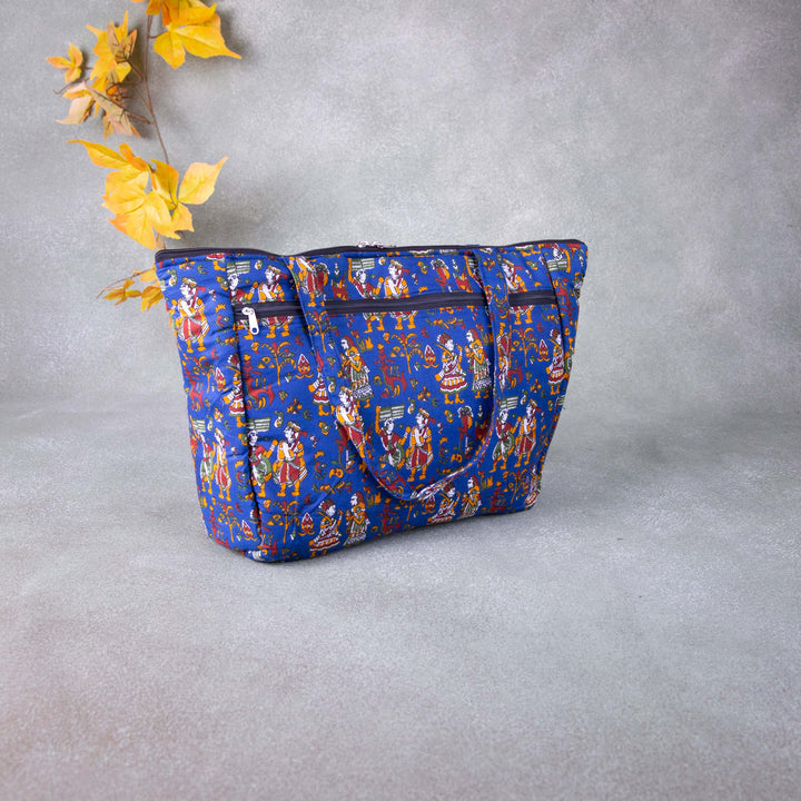 Baby Bag Diaper bag Hospital Bag Blue Color with Kalamkari Design.