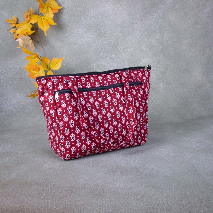 Baby Bag /Diaper bag/Hospital Bag Maroon Colour with Small Mango Design.