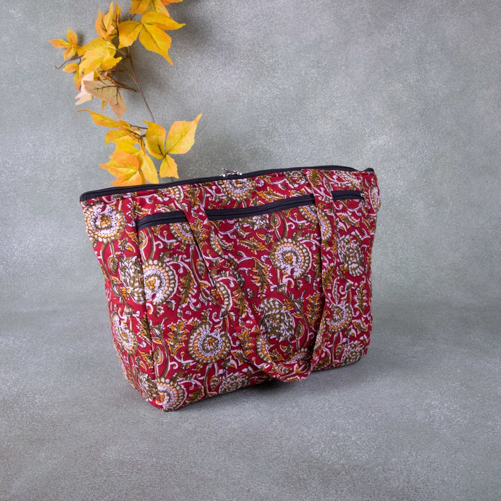 Baby Bag/Diaper bag/Hospital Bag Maroon Colour with Mustered Flower Design.