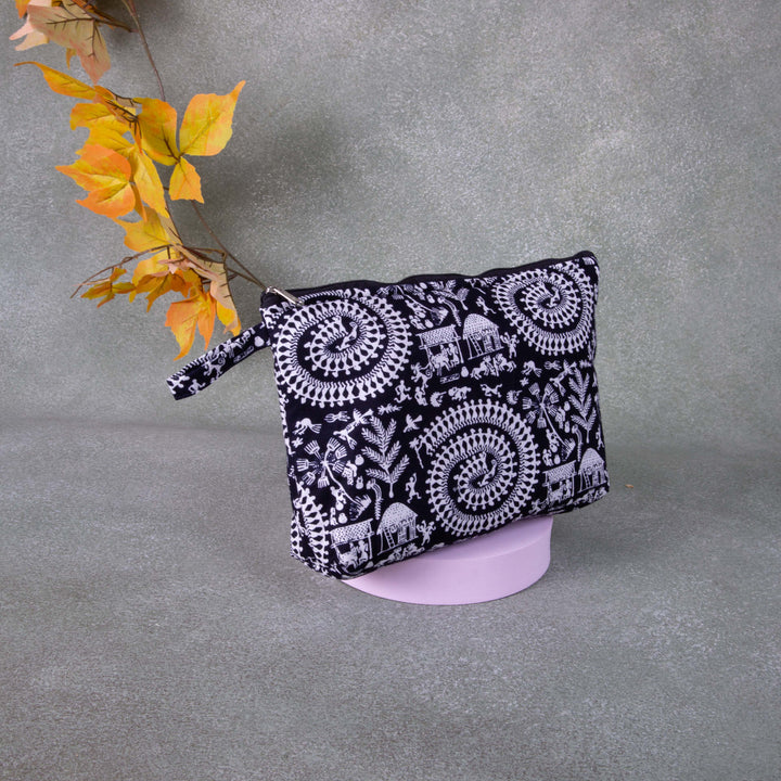 Boat purse Black Color with Tribal Prints.