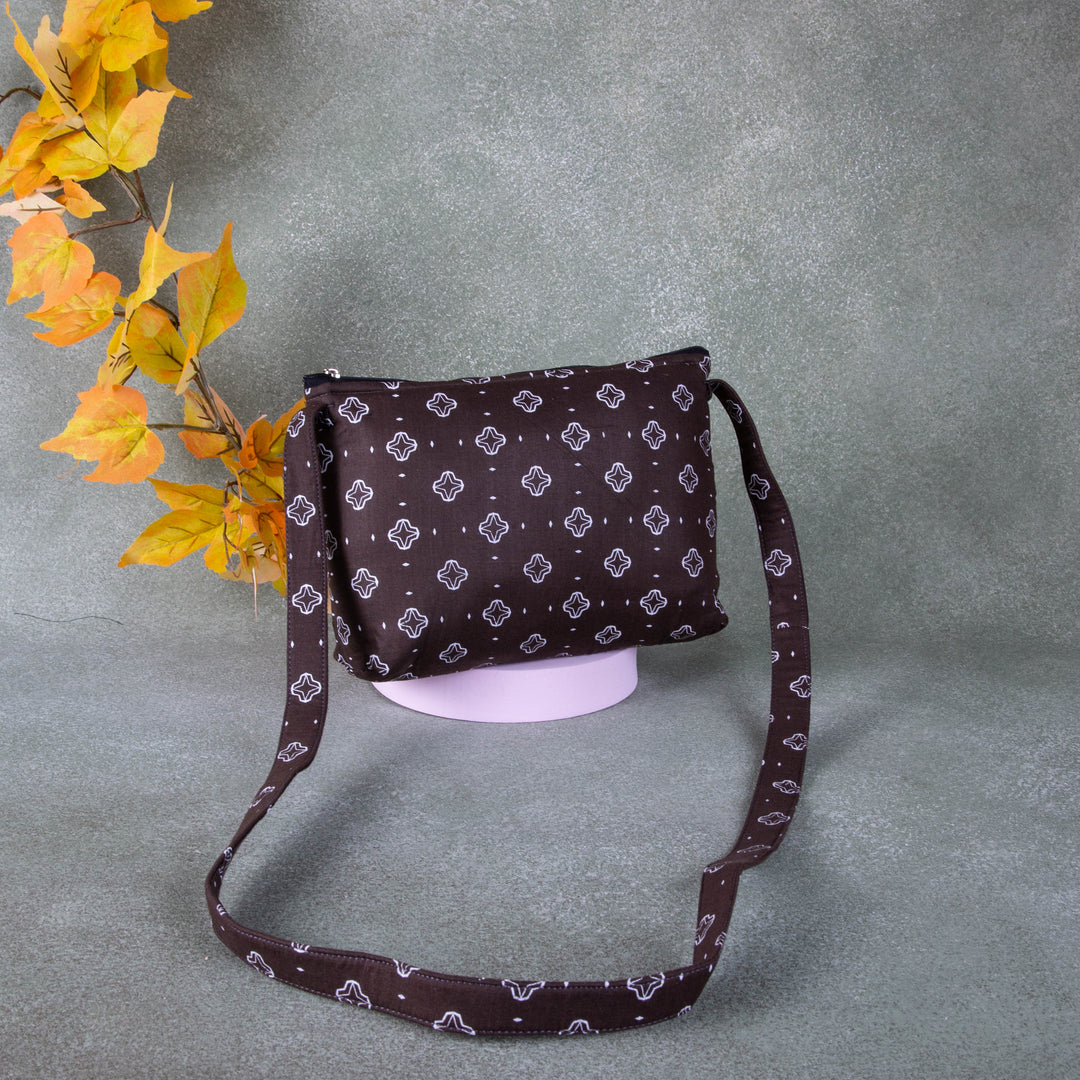 Bristlefront Everday sling Brown with White Small Flower Design