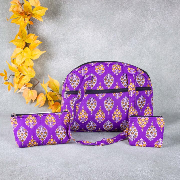 Bristlefront Everyday Tote Combo Violet with yellow flower Design