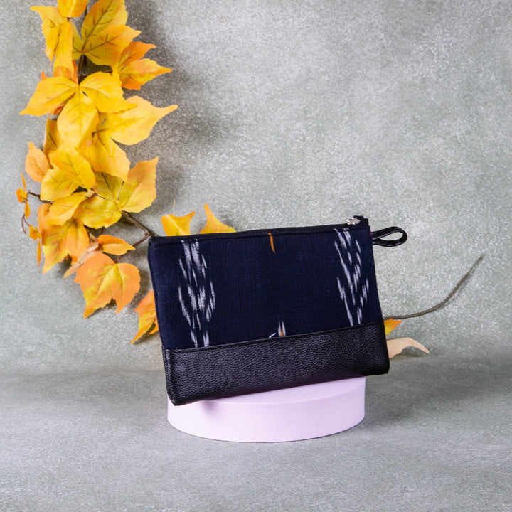 Sarus Crane Classic Purse Navy Blue Colour Design.