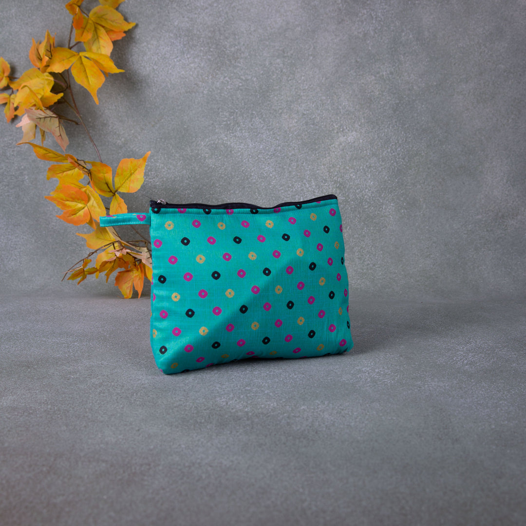 Boat purse Green Colour With Pink Dots Design.