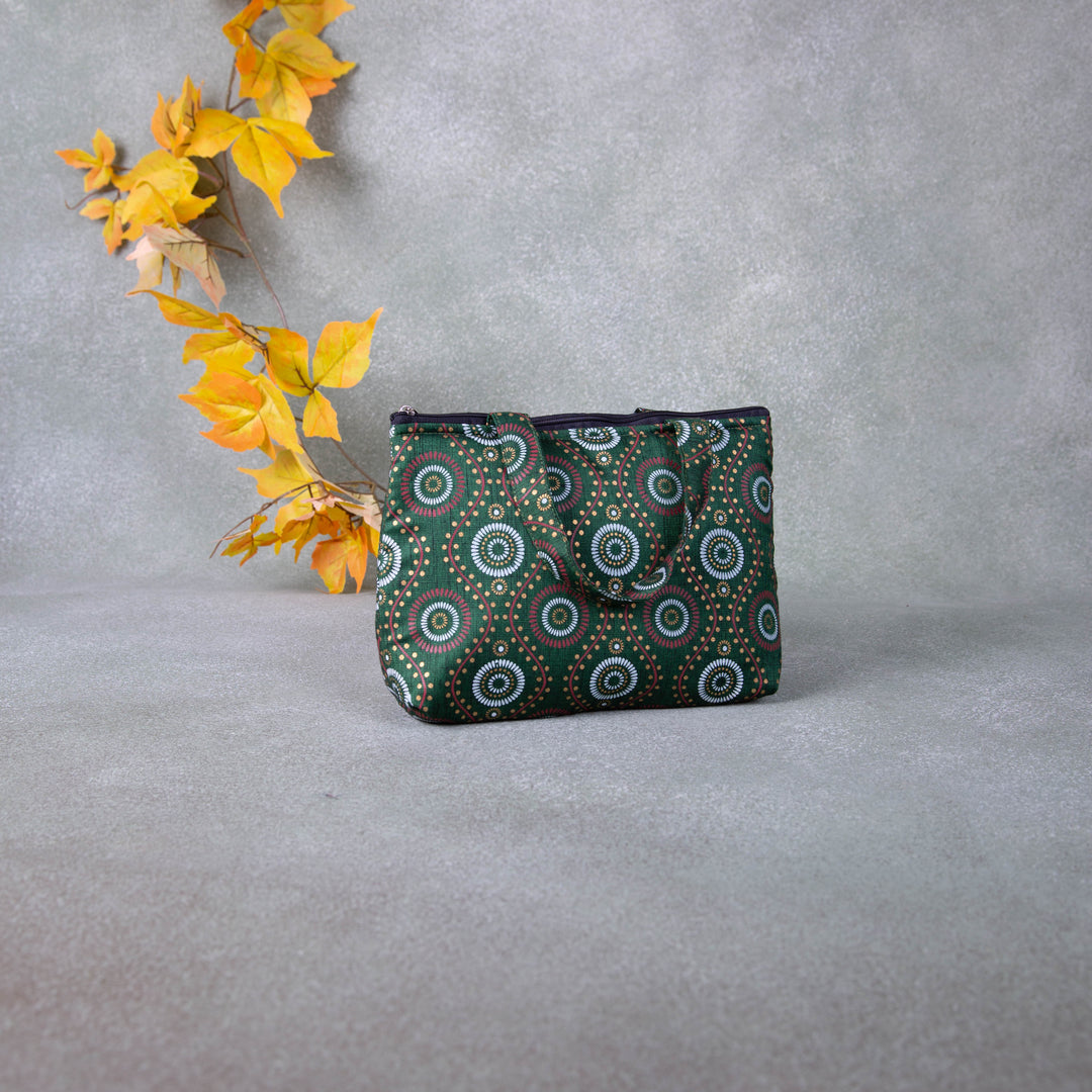 Bristlefront everyday handy bags Green Colour with Circle Design.