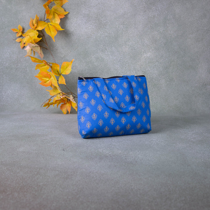 Bristlefront everyday handy bags Blue Colour with Small Golden Prints.