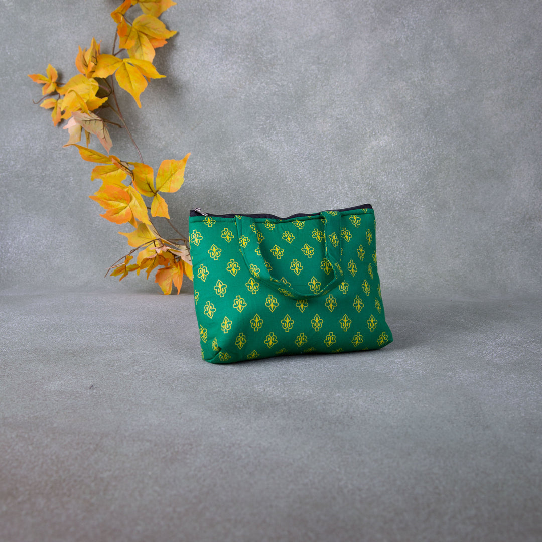 Bristlefront everyday handy bags Green Colour with Yellow Prints.