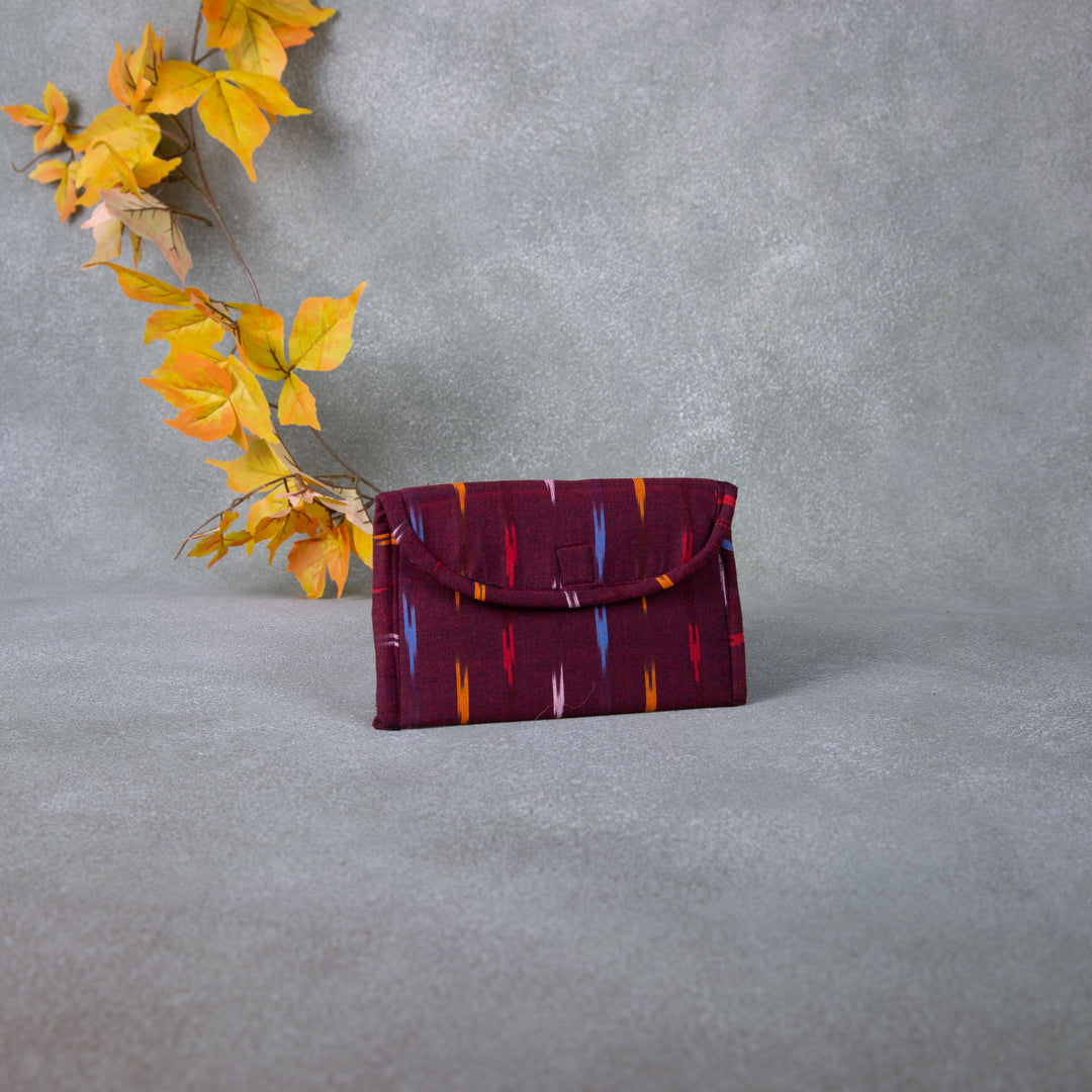 Ikat Clutch Maroon with Multicolour.