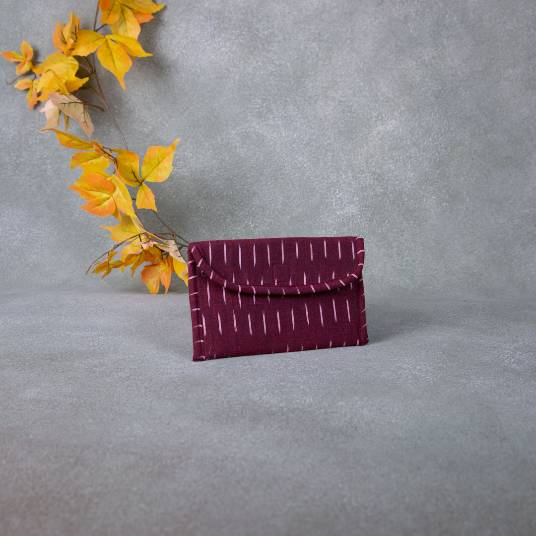 Ikat Clutch Red Big Maroon with White Lines.