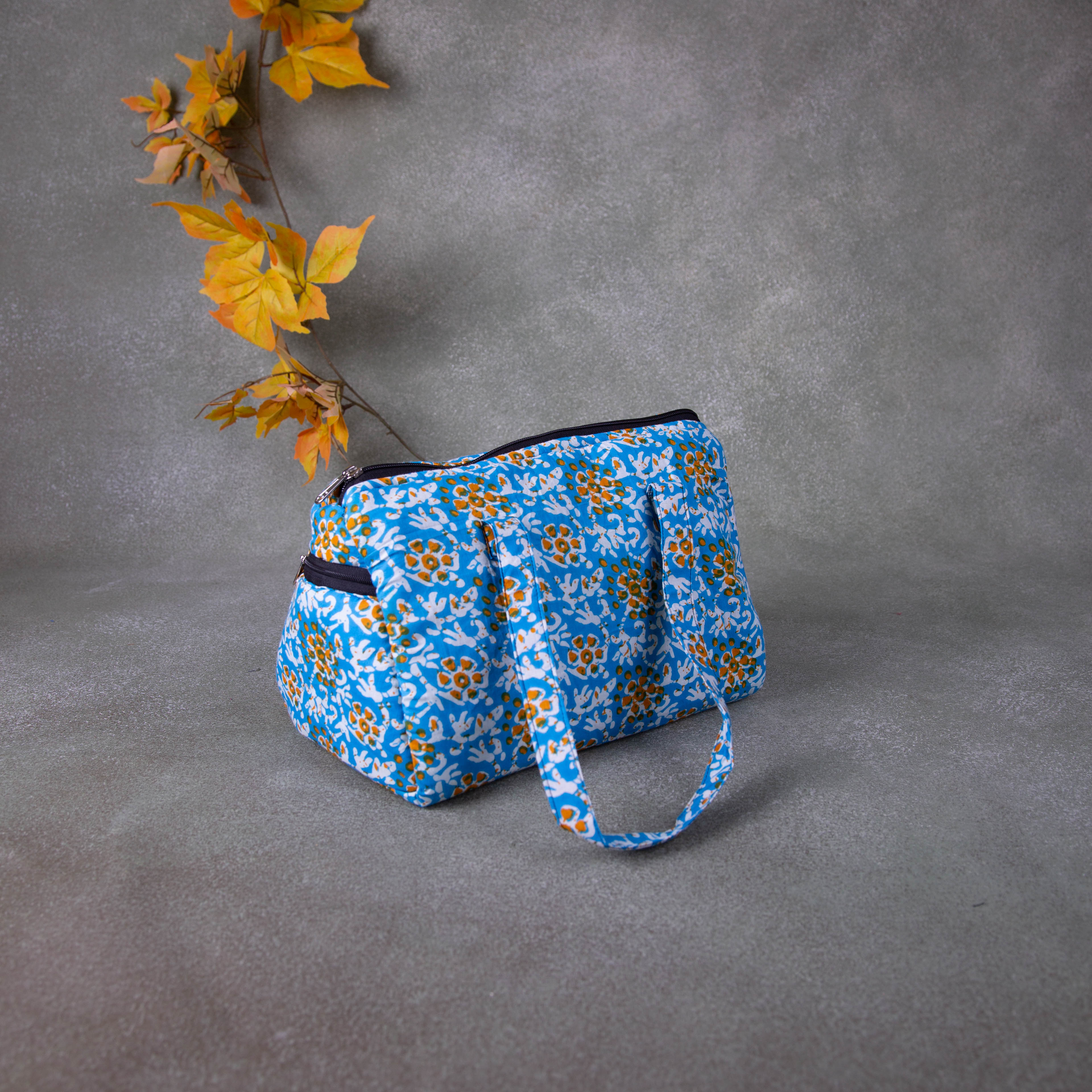 Norwegian Embroidered Rosemaling Blue and Yellow Leather Handbag -  BeautifulBagsEtc