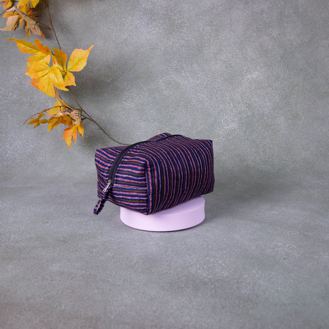 Vanity Pouch Violet with Line Design.
