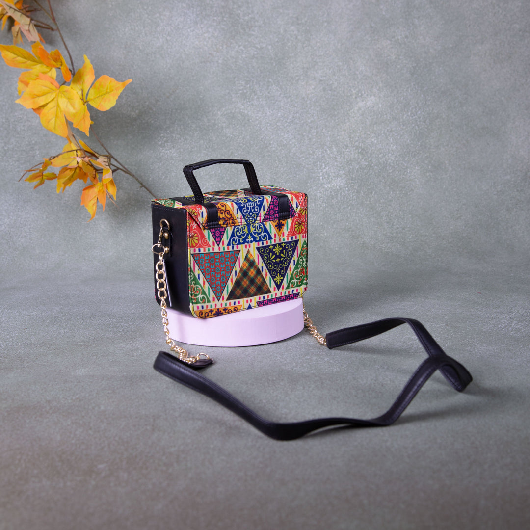 Cuboid Case Sling bags Multi-Colour with Triangle Design.