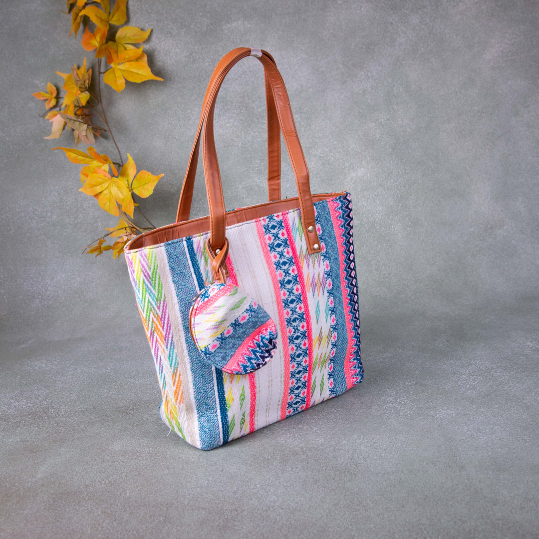 Double Zippered Tote Multi-Colours.