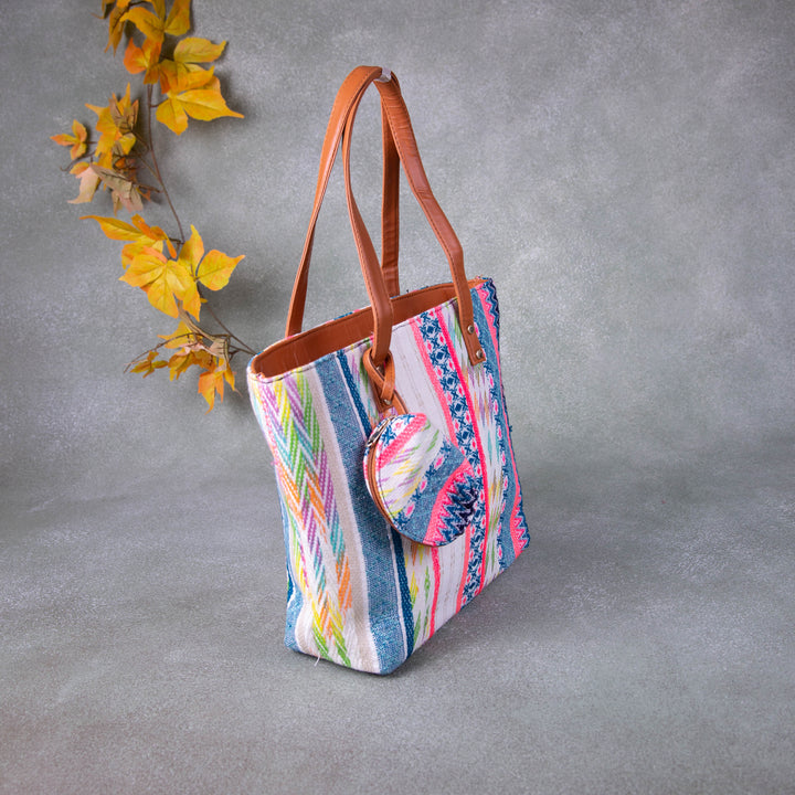 Double Zippered Tote Multi-Colours.