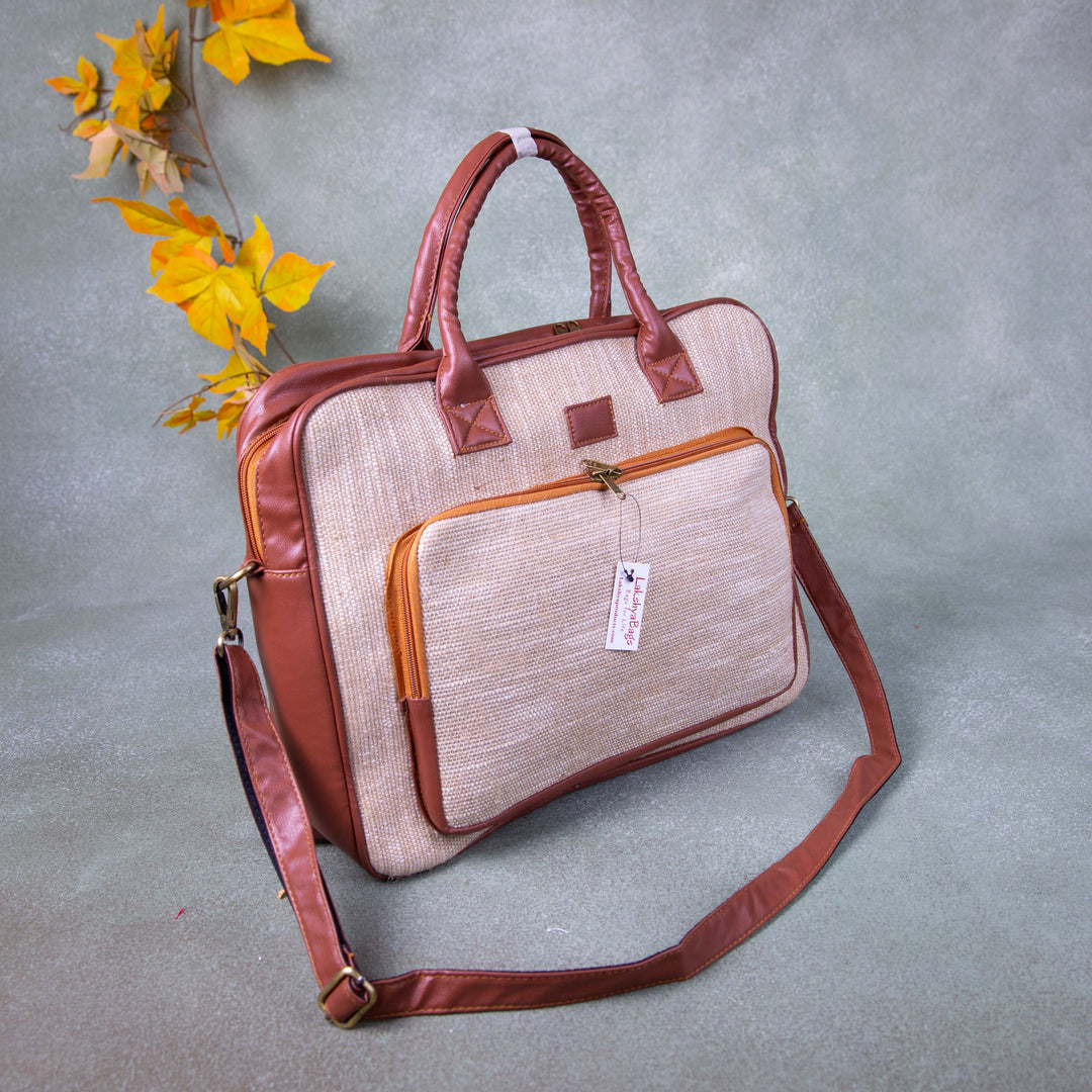 Unisex Laptop shoulder bags Brown with Sandal Colour.