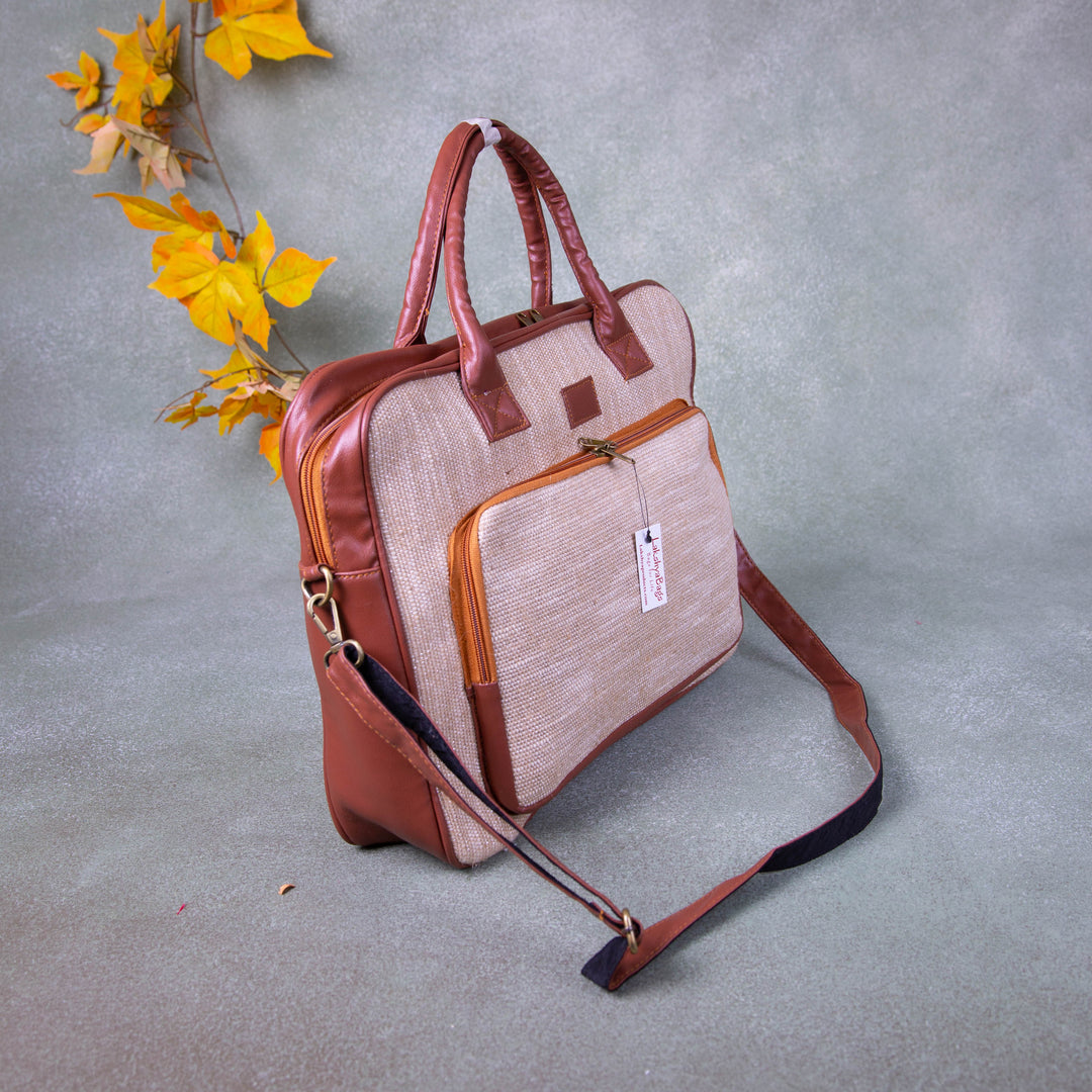 Unisex Laptop shoulder bags Brown with Sandal Colour.