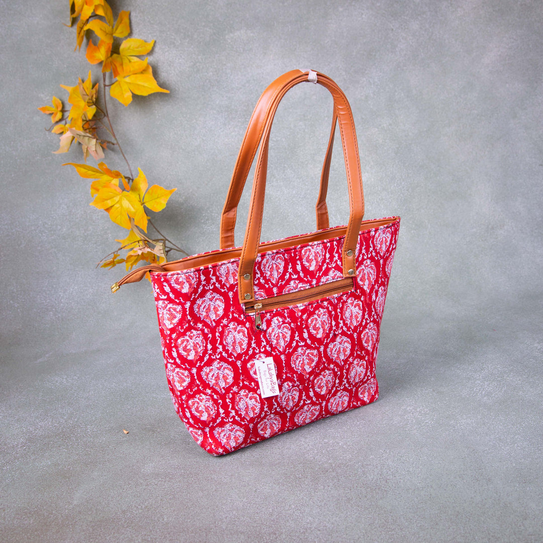 9am to 5pm Totes Red Colour Flower Design.