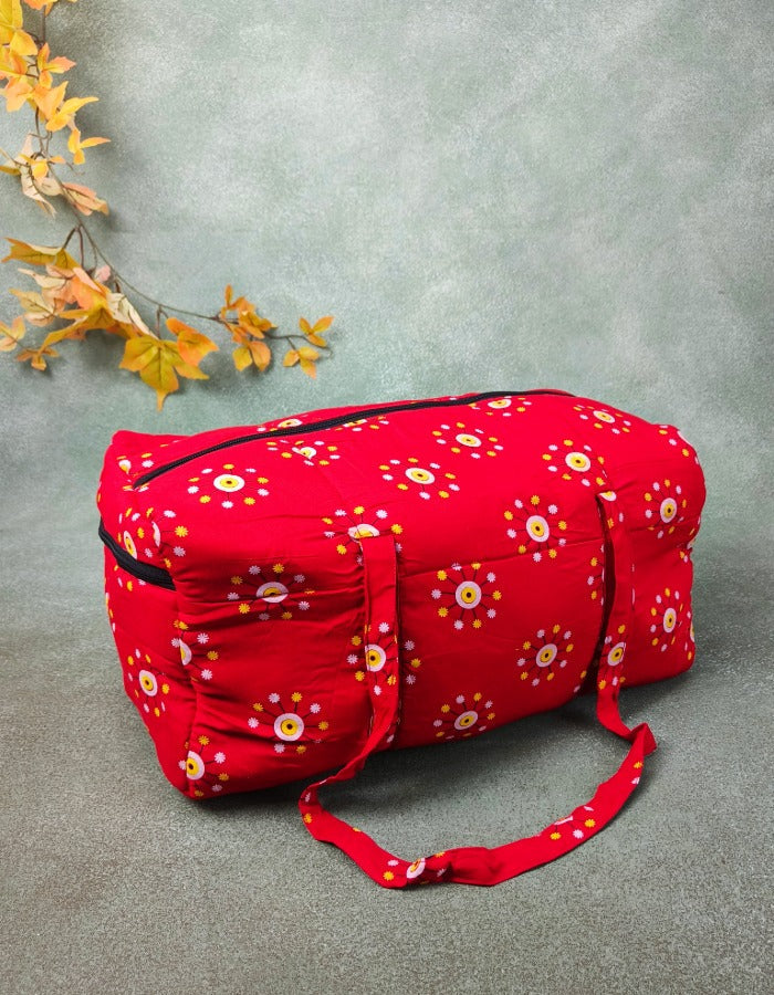 Rectangle Travel Bag Red with Graphic Prints Design