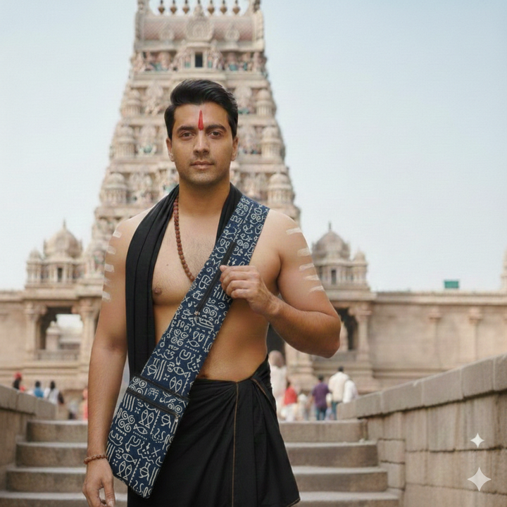 Pilgrim Bag -  Dark blue with white animal print