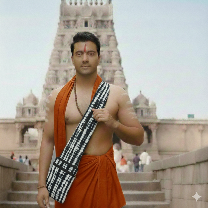 Pilgrim Bag -  Black with white dye print