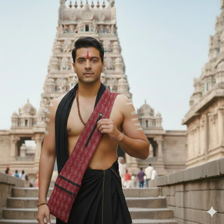 Pilgrim Bag -Maroon with white strip print