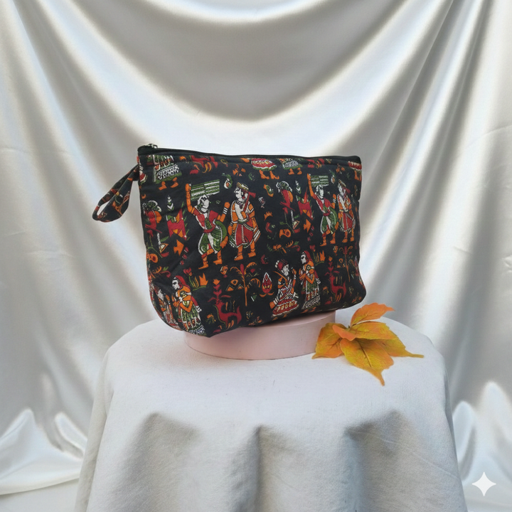 Ghunghroo pouch - Black Kalamkari