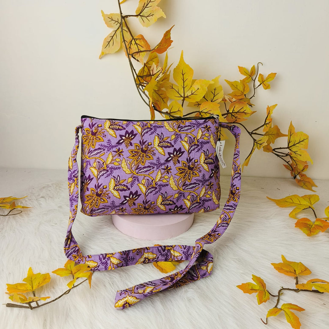 Bristlefront Everyday sling Lavender Colour with Yellow Floral Design.