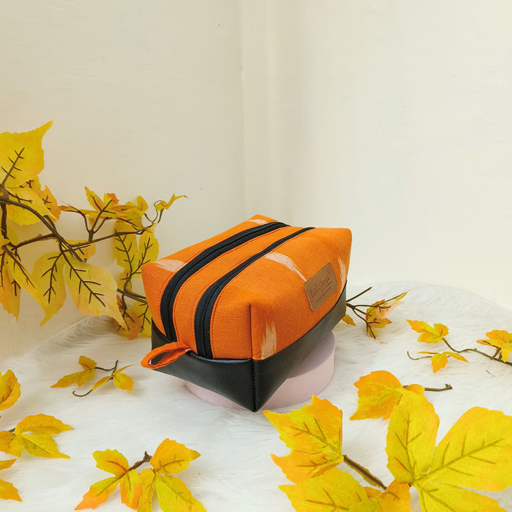 Sarus Crane Series Double Zip Vanity Dark Orange Design.