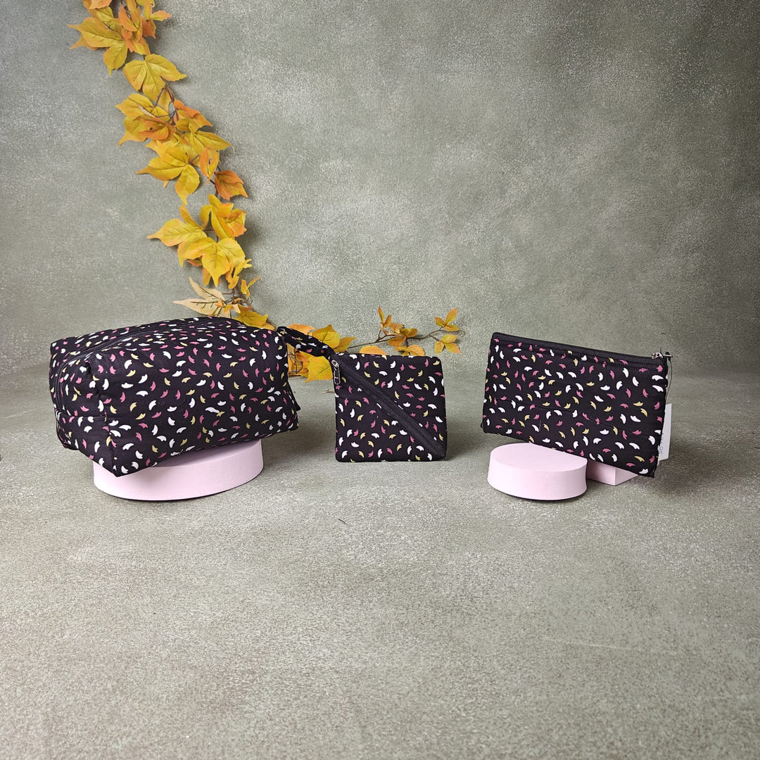 Pocket Vanity Black with pink and yellow Sprinkle Prints.