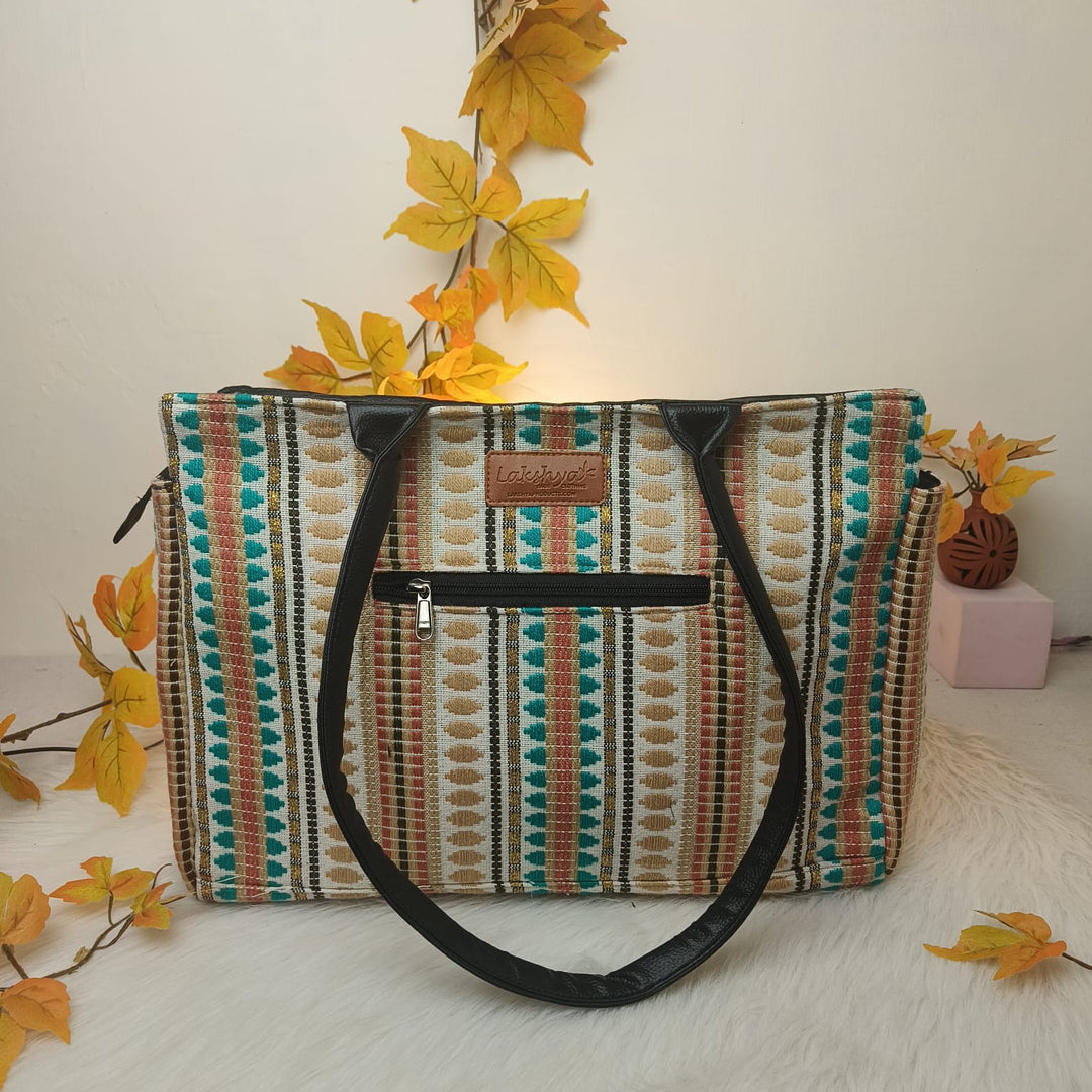 Chic Laptop Totes Sandal Colour With Southwestern Design.