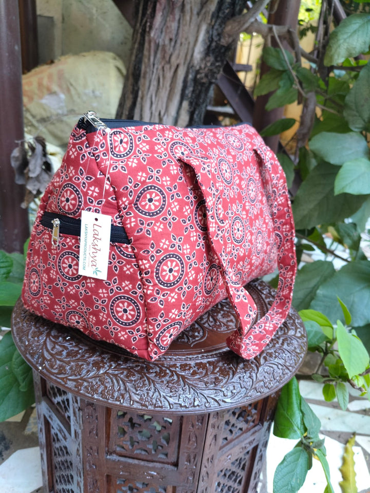 Barrel Handbags Rust Ajarakh Print (Copy)