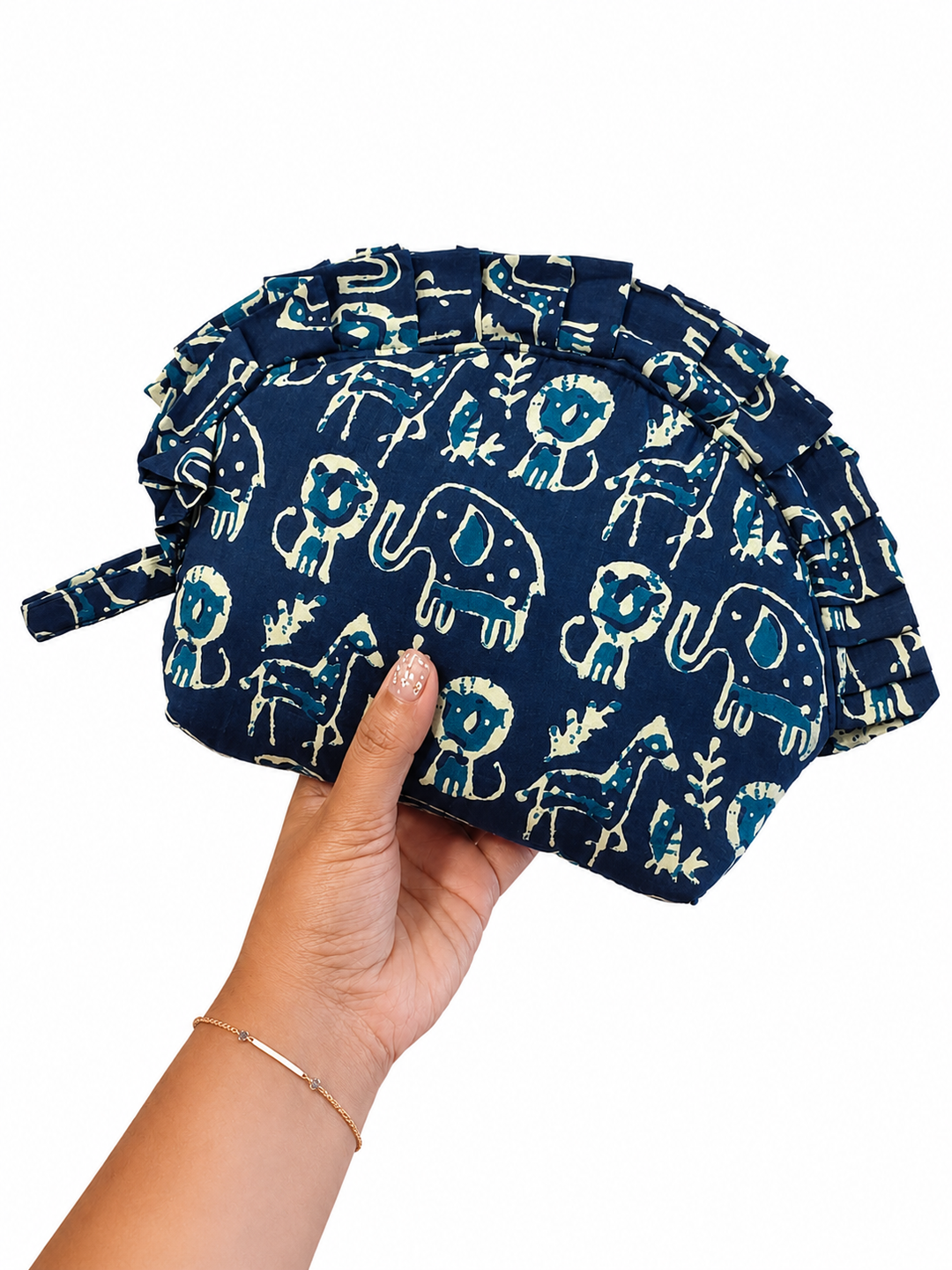 Frill Purse- blue with animal print