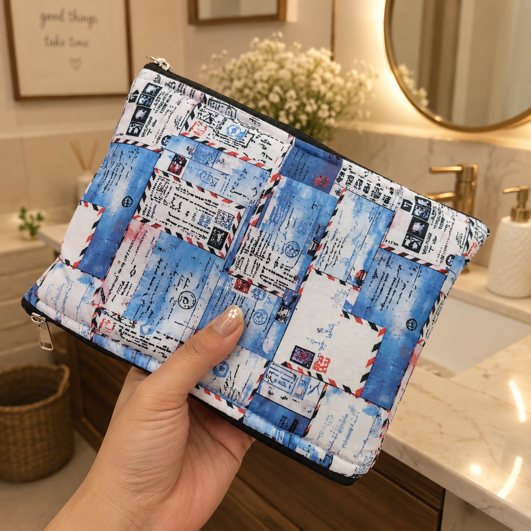 Wet and Dry Toiletry pouch - Postcard blue