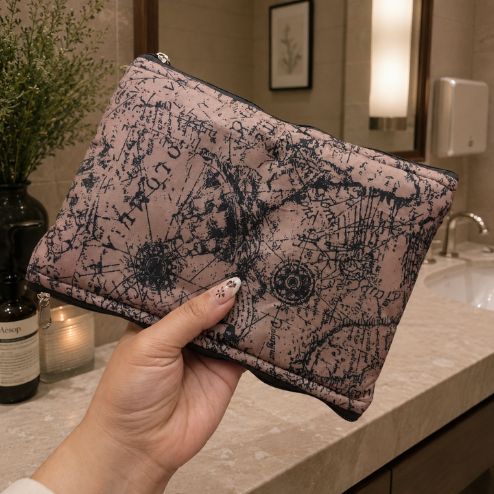 Wet and Dry Toiletry pouch - Brown Map
